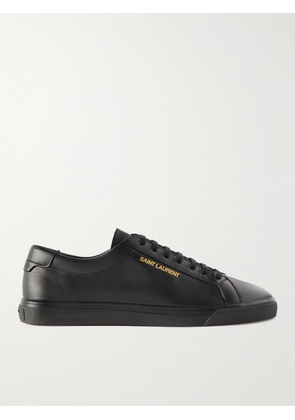 SAINT LAURENT - Andy Moon Logo-Print Leather Sneakers - Men - Black - EU 39