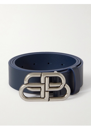 Balenciaga - 3.5cm Logo-Embellished Leather Belt - Men - Blue - EU 80