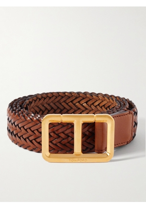 TOM FORD - 3cm Woven Leather Belt - Men - Brown - EU 85