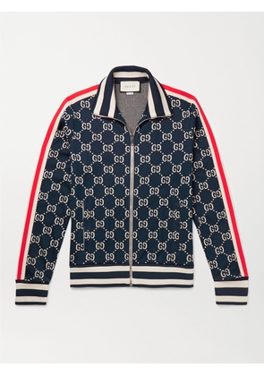 Gucci - Striped Logo-Intarsia Cotton Track Jacket - Men - Blue - XS