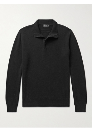 Zegna - Oasi Nubuck-Trimmed Cashmere Half-Zip Sweater - Men - Black - IT 46