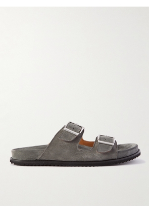 Mr P. - David Buckled Regenerated Suede by evolo® Sandals - Men - Gray - UK 7