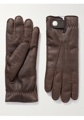 Brunello Cucinelli - Fleece-Lined Leather Gloves - Men - Brown - M