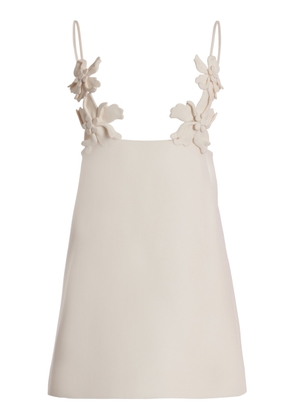 Valentino Garavani - Embroidered Floral Crepe Mini Dress - White - IT 38 - Moda Operandi