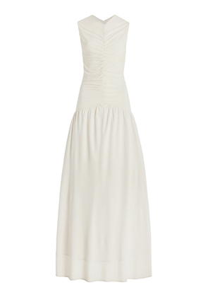 Anna Quan - Fleur Ruched Jersey Maxi Dress - Off-White - AU 12 - Moda Operandi