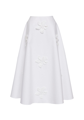 Valentino Garavani - Embroidered Cotton Poplin Midi Skirt - White - IT 42 - Moda Operandi