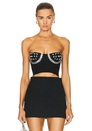 AREA Crystal Watermelon Cup Bustier in Black - Black. Size S (also in M, XS).