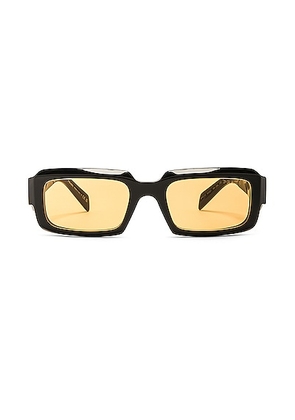 Prada Rectanglular Frame Sunglasses in Black & Yellow - Black. Size all.