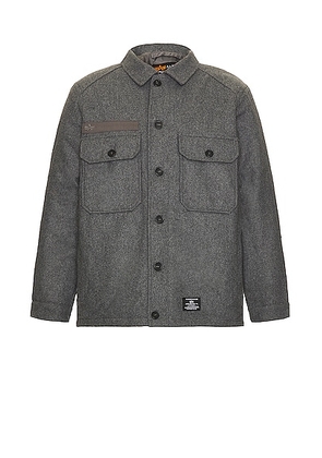 ALPHA INDUSTRIES Field Shirt Jacket Gen II in Dark Charcoal Heather - Grey. Size L (also in M, S, XL/1X).