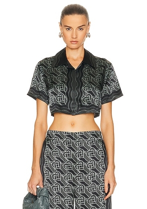 Casablanca Cropped Shirt in Heart Monogramme Black - Black. Size 36 (also in ).