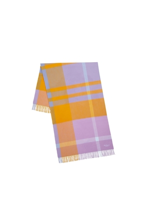 Mulberry Women's Large Check Merino Wool Scarf - Powdr Rose-Dbl Yllw