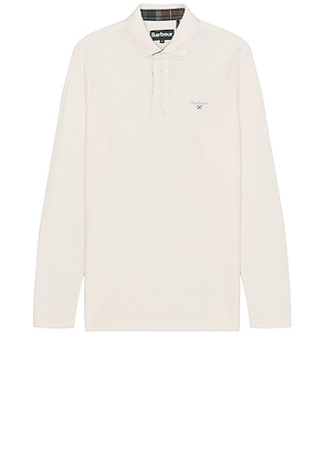 Barbour Cramlington Long Sleeve Polo in White - Cream. Size L (also in M).