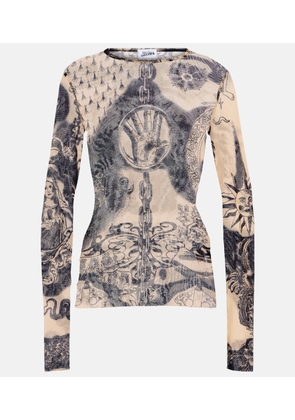 Jean Paul Gaultier Tattoo Collection printed mesh top