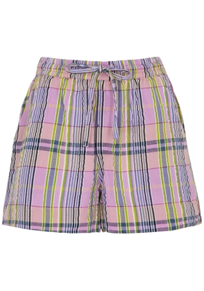 Damson Madder Cindy Checked Cotton Shorts - Lilac - 8 (UK8 / S)