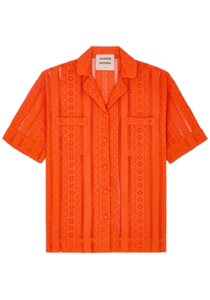 Damson Madder Chlo Broderie Anglaise Cotton Shirt - Orange - 10 (UK10 / S)