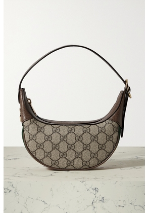 Gucci - Ophidia Mini Webbing-trimmed Textured-leather And Printed Coated-canvas Shoulder Bag - Brown - One size