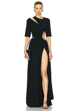 Sid Neigum Gathered Slit Maxi Dress in Black - Black. Size S (also in M, XL, XS).