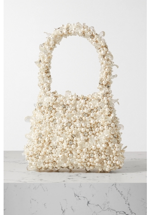 Clio Peppiatt - Crystal Pearl Embellished Tulle Shoulder Bag - Ivory - One size