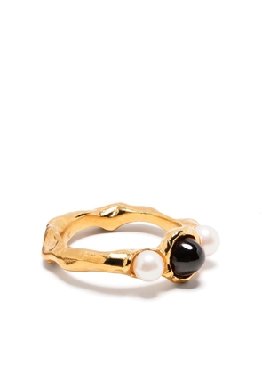 Alighieri The Nocturnal Desire pearl and garnet ring - Gold