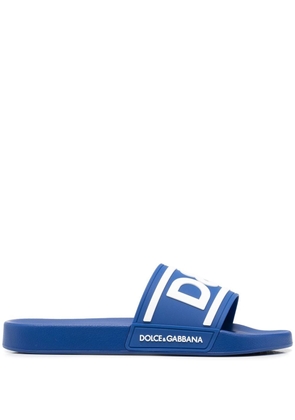 Dolce & Gabbana logo-print detail pool slides - Blue