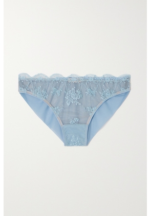 I.D. Sarrieri - + Net Sustain Serendipity Embroidered Tulle Brazilian Briefs - Blue - x small,small,medium,large,x large,xx large