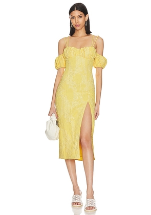 Camila Coelho Clemence Midi Dress in Yellow. Size M, XS, XXS.
