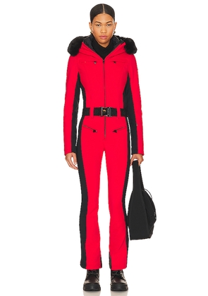 Goldbergh Parry Ski Faux Fur Jumpsuit in Red. Size 32, 34, 40, 42.