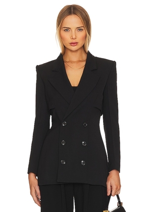 FRAME Fitted Storm Flap Blazer in Black. Size 2, 8.