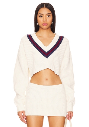Champion X DANIELLE GUIZIO Crop Rib Knit Pullover Sweater in Cream. Size L, S, XS.