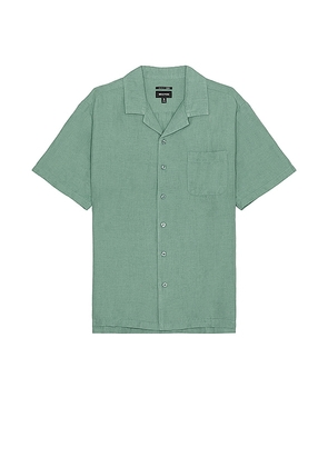 Brixton Bunker Linen Blend Short Sleeve Camp Collar Shirt in Mint. Size M.