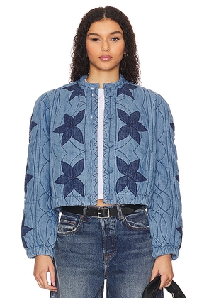 Free People Quinn Quilted Jacket in Blue. Size L, S, XS.