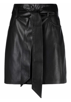 Nanushka A-line belted mini skirt - Black