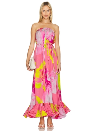 HEMANT AND NANDITA Maxi Dress in Pink. Size S, XL, XS.