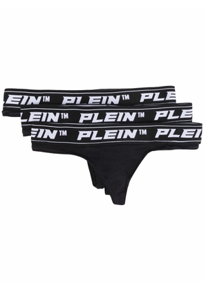Philipp Plein logo-waistband set of 3 thongs - Black