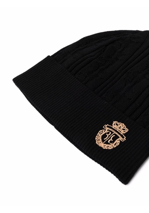 Billionaire logo-crest merino hat - Black