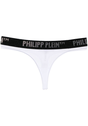 Philipp Plein logo-embellished cotton thong - White