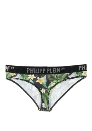 Philipp Plein floral-print gem-logo briefs - Green