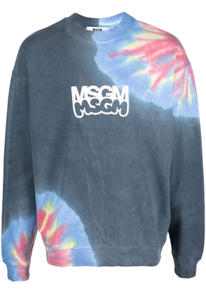 MSGM logo-print tie-dye sweatshirt - Blue