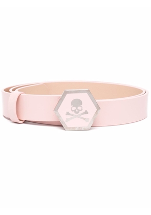 Philipp Plein skull-motif leather belt - Pink