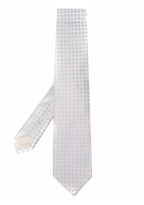 D4.0 embroidered-design silk tie - Grey