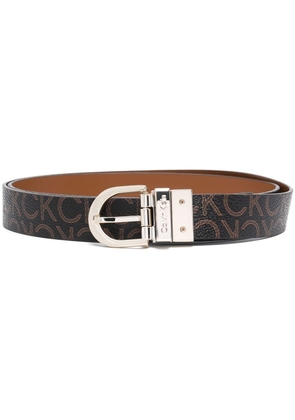 Calvin Klein engraved-logo buckle belt - Brown