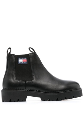 Tommy Jeans 40mm logo-patch leather boots - Black