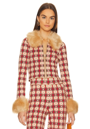 Show Me Your Mumu Zermatt Faux Fur Zip Up in Brown. Size XL, XS.