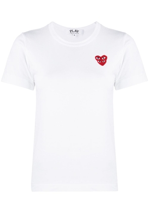 Comme Des Garçons Play double heart embroidered T-shirt - White