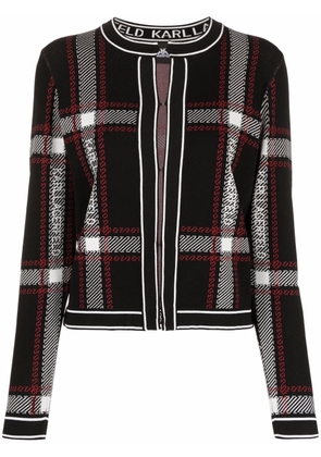 Karl Lagerfeld check-pattern knit cardigan - Black