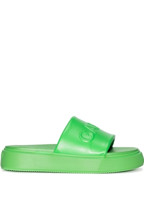 GANNI logo-embossed slide sandals - Green