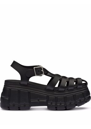 Miu Miu flatform caged sandals - Black