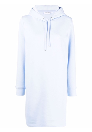 Calvin Klein logo-lettering short hoodie dress - Blue