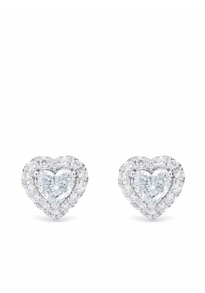 De Beers Jewellers 18kt white gold Aura heart-shaped diamond stud earrings - Silver