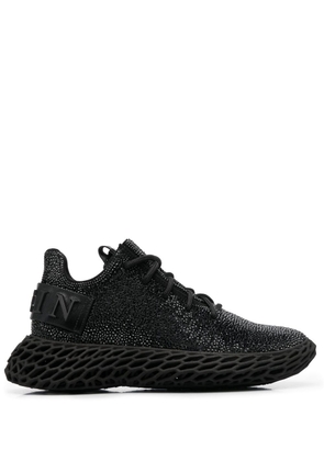 Philipp Plein crystal-embellished leather sneakers - Black